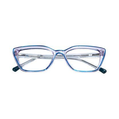 Transparent White & Blue Cat Eye Full Rim