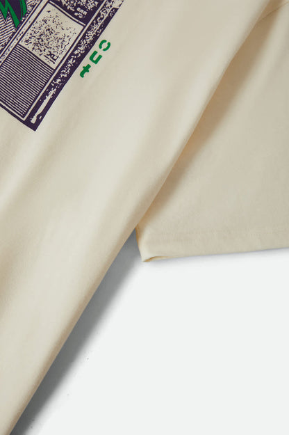 Men's Tune Out Short Sleeve Cropped Shirt in the color Cream - Additional Laydown image