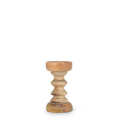 Turned Wood Pillar Candle Holder