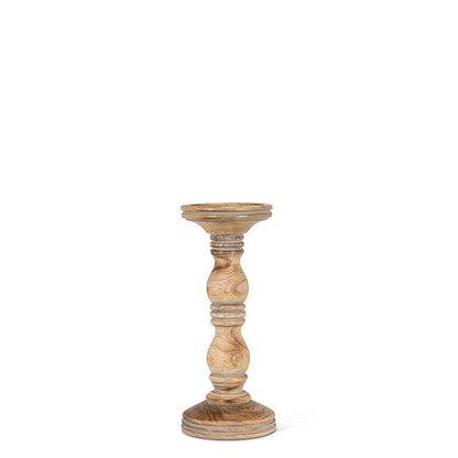 Turned Wood Pillar Candle Holder