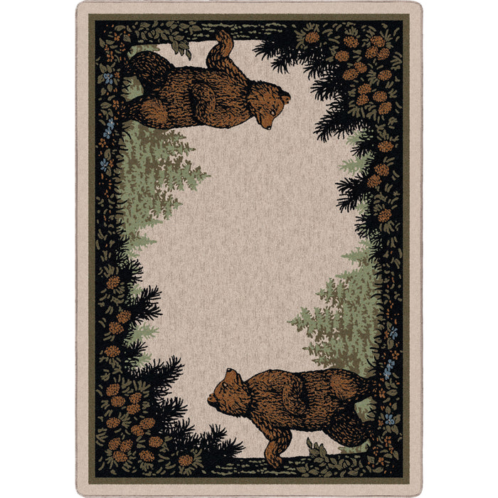 Image of an area rug, Twin Bears - Green (also see as Taupe)