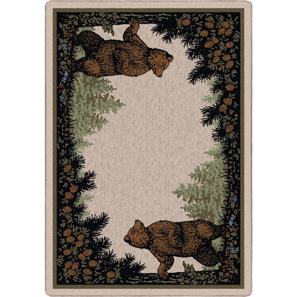 Image of an area rug, Twin Bears - Green (also see as Taupe)