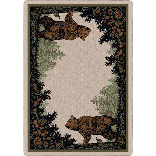 Image of an area rug, Twin Bears - Green (also see as Taupe)