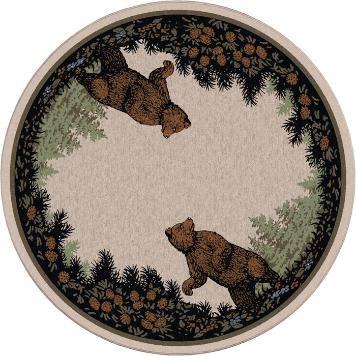 Image of an area rug, Twin Bears - Green (also see as Taupe)
