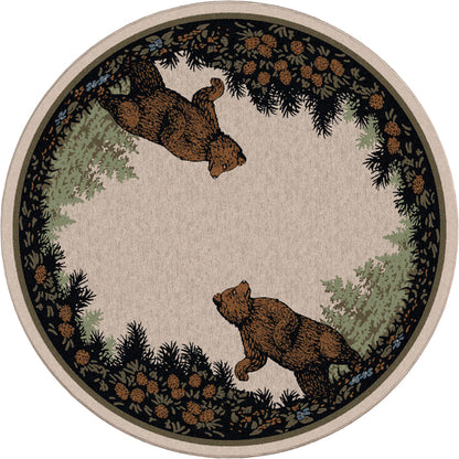 Image of an area rug, Twin Bears - Green (also see as Taupe)