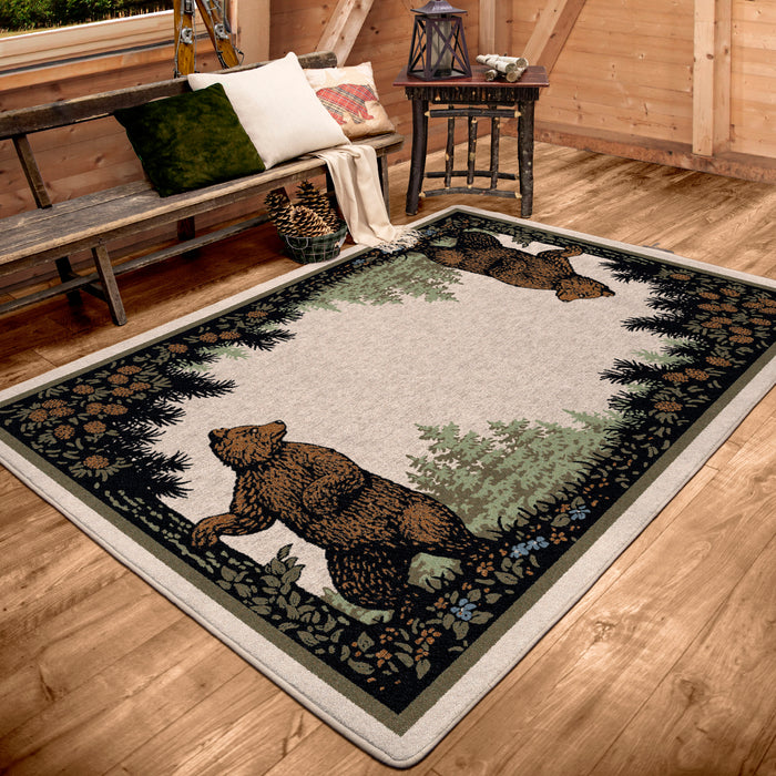 Image of an area rug, Twin Bears - Green (also see as Taupe)