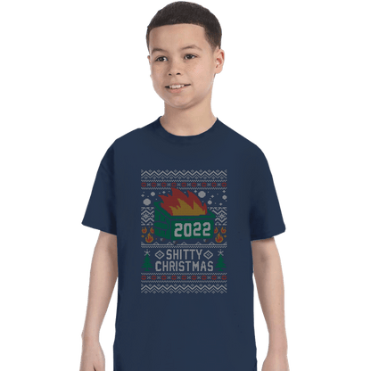 Secret_Shirts T-Shirts, Youth / XS / Navy Ugly Shitty Christmas Sweater