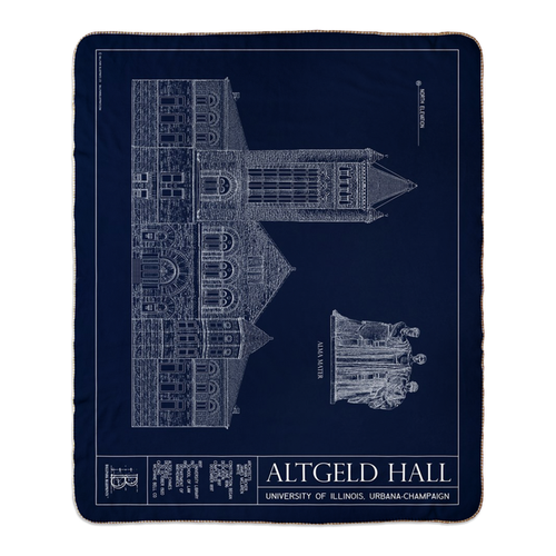 UIUC Altgeld Hall Fleece Sherpa Blanket