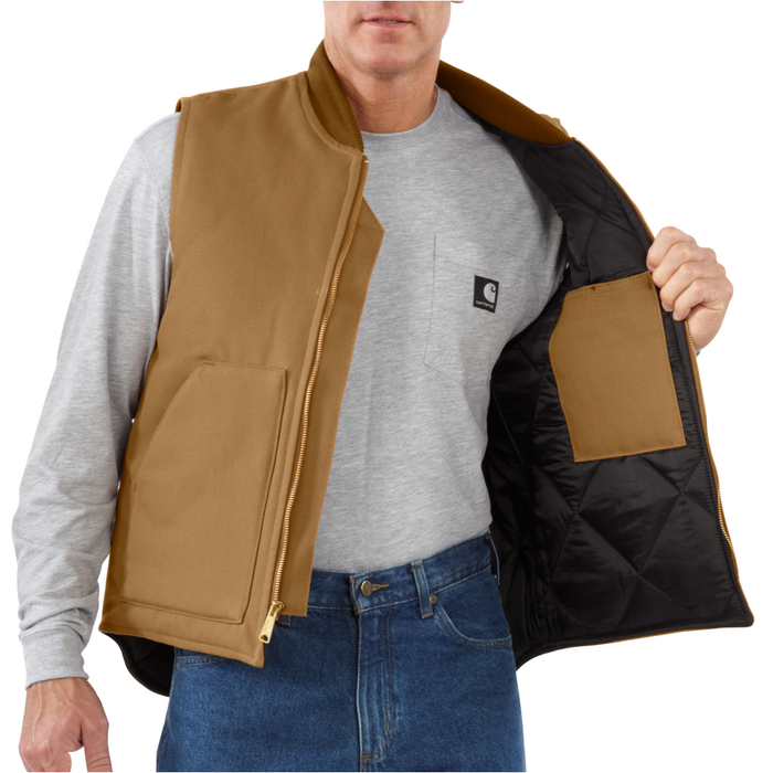 V01 Relaxed Fit Firm Duck Insulated Rib Collar Vest - BRN-Carhartt Brown | Carhartt 106676