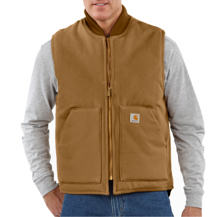 V01 Relaxed Fit Firm Duck Insulated Rib Collar Vest - BRN-Carhartt Brown | Carhartt 106676