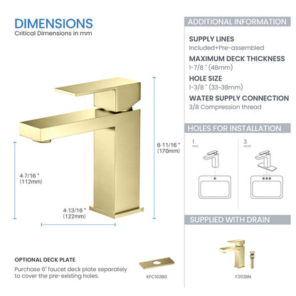 Value Collection - Single Handle Bathroom Vanity Sink Faucet with Pop Up Drain - F202
