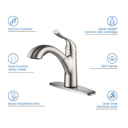 Value Collection - Single Handle Pull Out Kitchen Faucet - F103  (Discontinued)