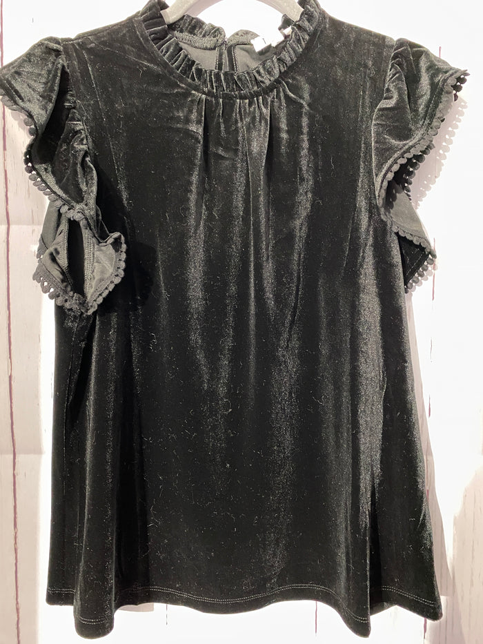 Velvet Flutter Sleeve Top
