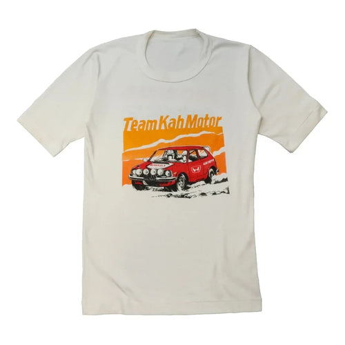 Vintage 80s Team Kah Motor Honda Rally Car Racing White T-Shirt Other