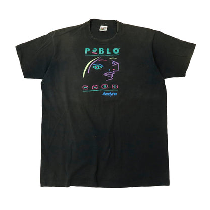 Vintage 90s Pablo Abstract Face Graphic Computer Program T-Shirt Size XL Fruit of the Loom