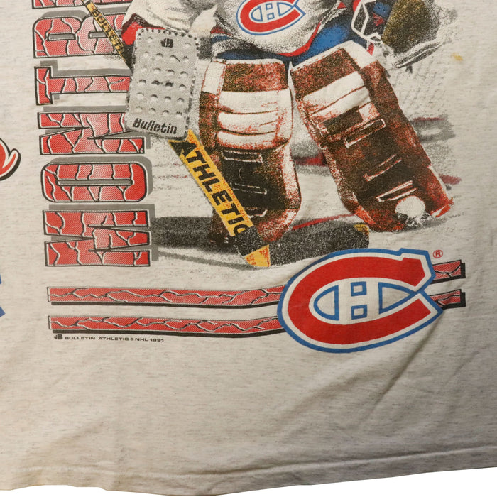 Vintage Bulletin 1991 Montreal Canadiens Goalie Graphic T-Shirt Size XL