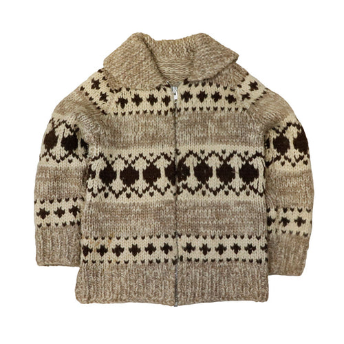 Vintage Hand Knit Cowichan Zip Sweater Size N/A