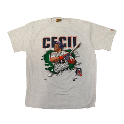 Vintage Nutmeg Cecil Fielder Detroit Tigers Baseball Graphic T-Shirt Size XL
