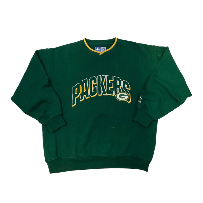 Vintage Starter Packers Green Stripped Crewneck Size L Starter