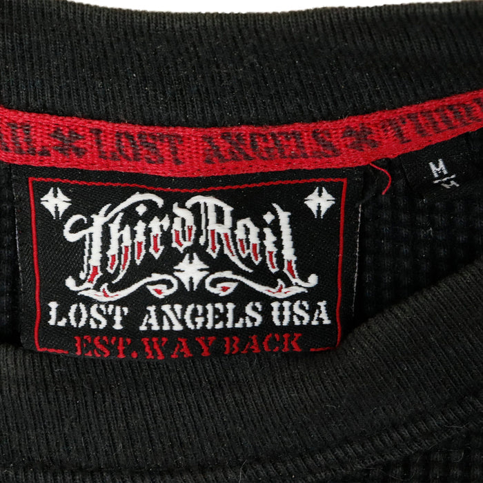Vintage Third Rail Iron Cross Graphic Thermal Long Sleeve Shirt Size M R