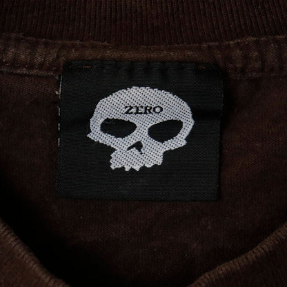 Vintage Zero Skull Graphic Brown T-Shirt Size L Skateboard