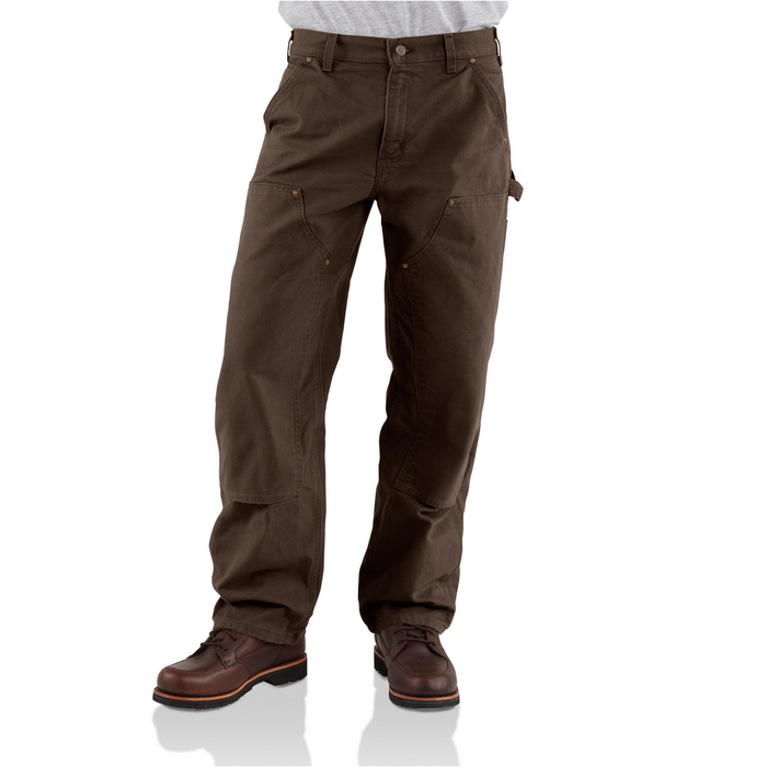 WASHED DUCK DOUBLE FRONT WORK DUNGAREE - DKB-Dark Brown | Carhartt B136