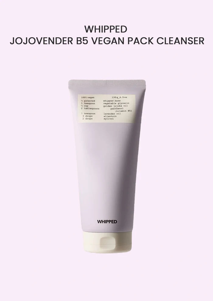 Tube of Jojobaverder B5 Vegan Pack Cleanser on a light purple background