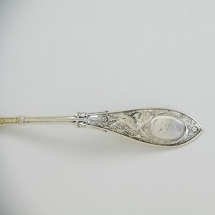 Handle to Whiting 'Arabesque' Pattern Antique Sterling Silver Gravy Ladle , NYC, NY, c. 1875