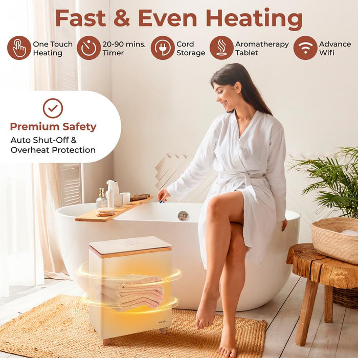 WiFi Towel Warmer - Spa Comfort, Auto Shut-Off, Stainless, Natural