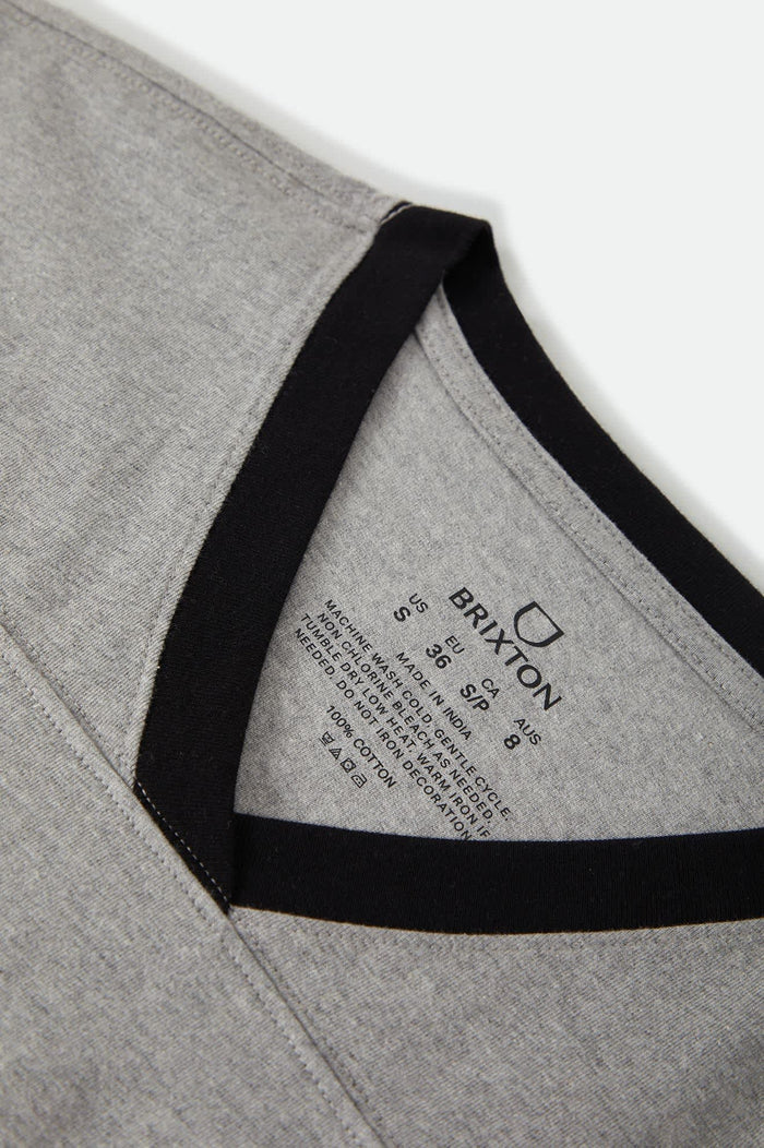 Women's Winners Circle Boxy Football T-Shirt in the color Heather Grey/Black - Additional Laydown image