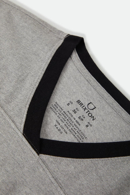 Women's Winners Circle Boxy Football T-Shirt in the color Heather Grey/Black - Additional Laydown image