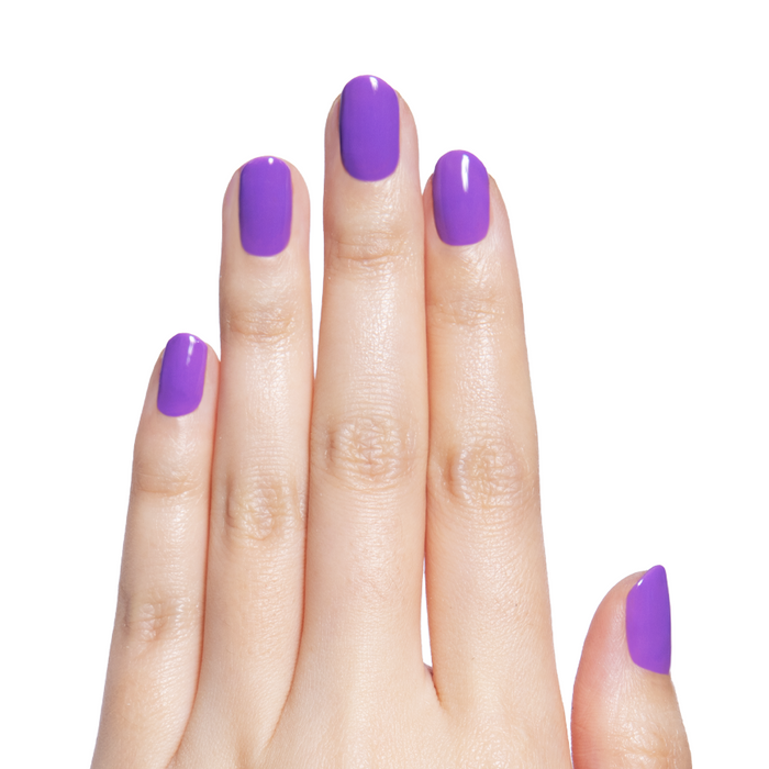Wish You Were Here - Gel vivid purple gel polish on natural nails with smooth glossy manicure finish