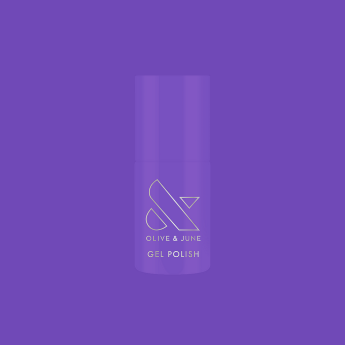 Wish You Were Here - Gel vibrant violet gel polish bottle by Olive and June for glossy at home manicures