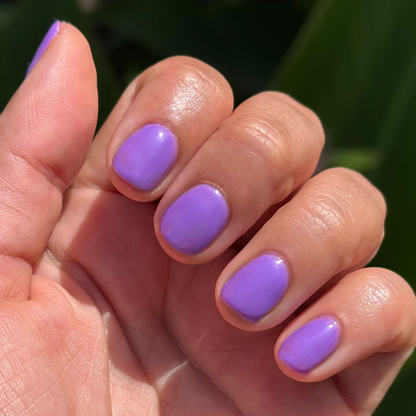 Wish You Were Here - Gel bright violet gel polish on natural nails with smooth glossy finish for at home manicure
