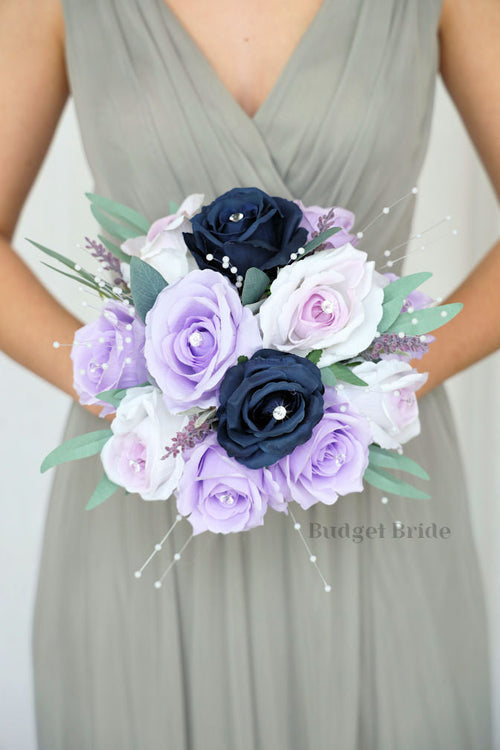 Wisteria and Navy Blue Premium Wedding Bouquet- $195.00| Mosaic