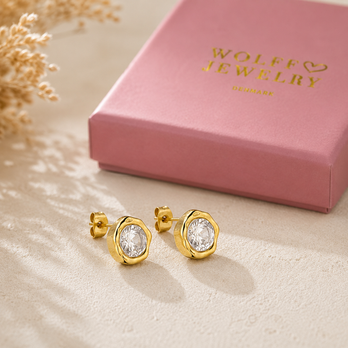 Wolff Jewelry - Boble Crystal øreringe - 18 karat guldbelagt