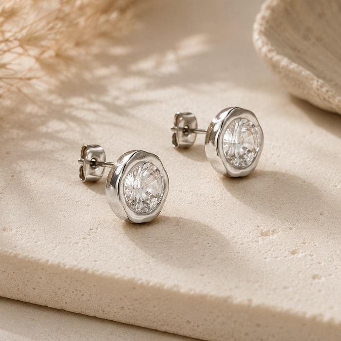 Wolff Jewelry - Boble Crystal øreringe - sølvfarvet