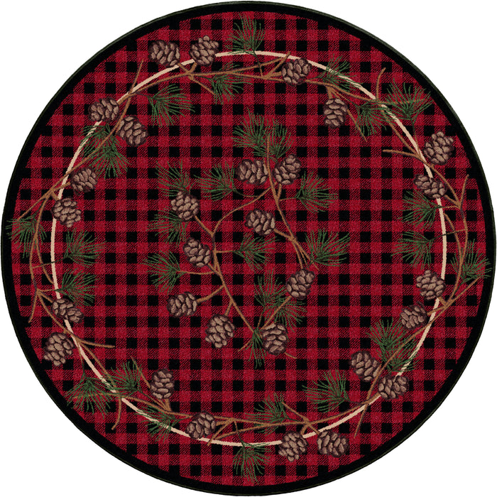Image of an area rug, Wooded Pines - Red