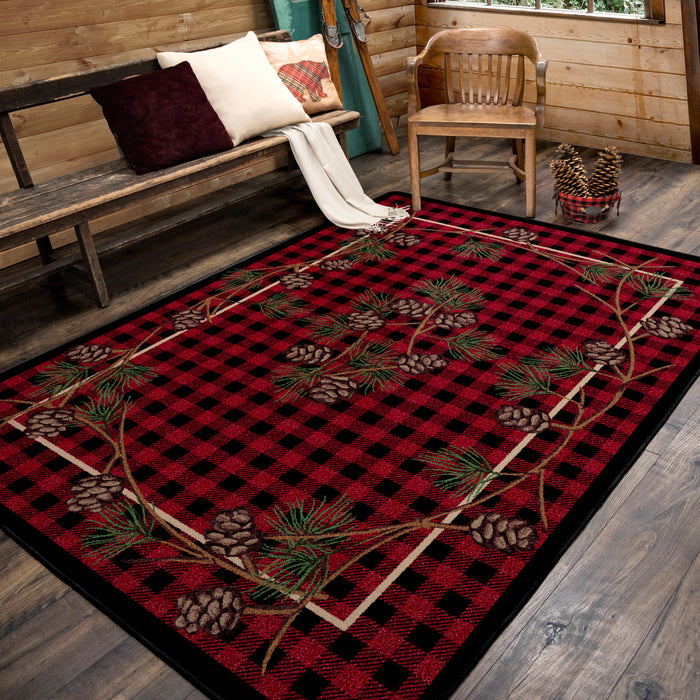 Image of an area rug, Wooded Pines - Red