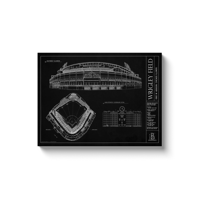 Wrigley Field 18x24" Canvas Wrap - Black