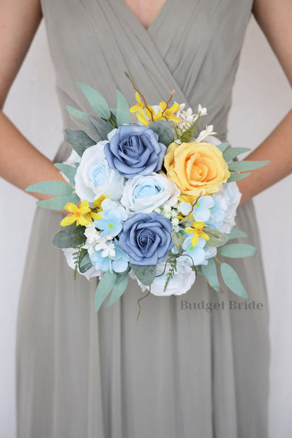 Yellow and Blue Silk Wedding Bouquet   - $170.00| Briony