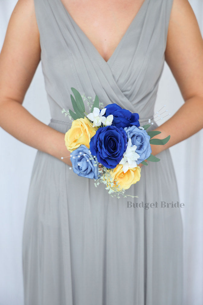 Yellow and Royal Blue Faux Wedding Bouquet- $39.50 |Fiddlestick