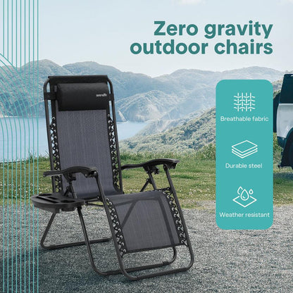 Zero Gravity Recliner Chairs 2-Pack, Ultimate Comfort, Steel & Textilene